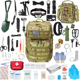 Kit de primeros auxilios de supervivencia, 99 piezas, equipo de supervivencia profesional, mochila de senderismo grande con