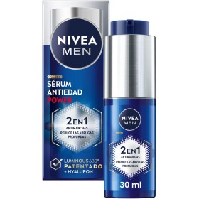 NIVEA MEN POWER Serum Antiedad 2 en 1 Antimanchas y Antiarrugas (1 x 30 ml), serum facial hidratante con Luminous 630 para