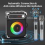 Máquina de Karaoke con 2 Microfonos Inalambricos, Karaoke Portátil con LED, Bluetooth Karaoke Partybox Machine Sistema de PA