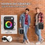 Máquina de Karaoke con 2 Microfonos Inalambricos, Karaoke Portátil con LED, Bluetooth Karaoke Partybox Machine Sistema de PA