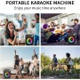 Máquina de Karaoke con 2 Microfonos Inalambricos, Karaoke Portátil con LED, Bluetooth Karaoke Partybox Machine Sistema de PA