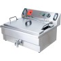 Valgus Freidora eléctrica profesional de acero inoxidable 3000W 16L freidora grande con escurridor, cesta y tapa para