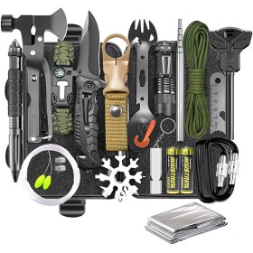scosao Kit de Supervivencia Profesional Botiquín de Primeros Auxilios,Multifuncional de Emergencia Kit Supervivencia Militar