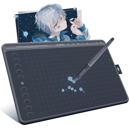 HUION HS611 Tableta Gráfica,Tabletas de Dibujo Profesional con Lápiz Digital PW500,Equipado con Botones Táctiles Multimedia