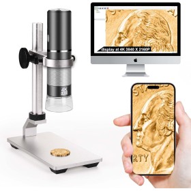 Ninyoon Microscopio 4K WiFi con Soporte Profesional 50-1000X Microscopio Digital USB Endoscopio Inalámbrico Cámara HD para