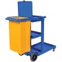 MSU - Carro de Limpieza Profesional Multiusos Azul | Equipado con Bolsa de Lona Amarilla y Tapa | Capacidad para Dobles Cubos y