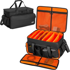 DJ Cable File Bag, 600D Oxford con divisores ajustables y dos bolsillos separados, 35 x 30 x 25 cm, bolsa de viaje resistente