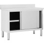 vidaXL 2X Mesas de Trabajo Puertas Correderas Armario Almacenamiento Equipamiento Cocina Comedor Hostelería Profesional Acero