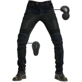 SHUOJIA Hombre Motocicleta Pantalones Jeans Con Protección Motorcycle Biker Pant 4 X Equipo De Protección, Pantalones De