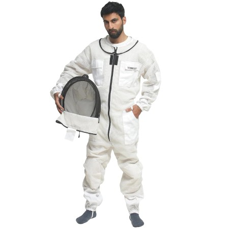 Traje de abeja Ultra ventilado 3 capas Premium Mesh Mono de apicultor Hombre Mujer Velo de esgrima Mono de apicultor anti