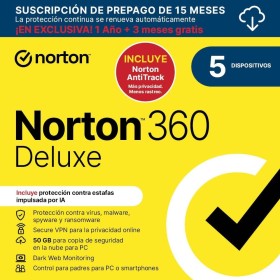 Norton 360 Deluxe+Norton AntiTrack 2025|Antivírus 5 Dispositivos| 15 meses com renovação automática| Descarga digital