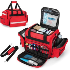 Damero Bolsa de trauma médica vacía, bolsa de primeros auxilios profesional con múltiples bolsillos para suministros
