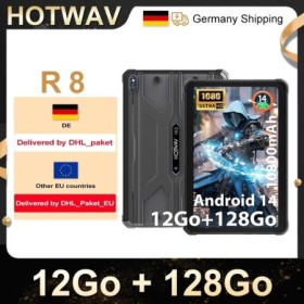 Tableta robusta HOTWAV R8, 12GB 4+8 de RAM + 128GB de almacenamiento, 