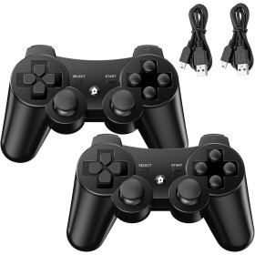 Diswoe Mando PS3, 2 Pack Mando Inalámbrico para PS3, Wireless Bluetooth Controlador con Doble Vibración, Gyro Axis, Mando