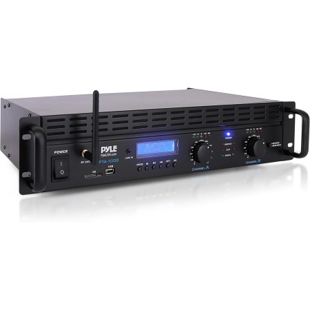 Pyle Amplificador de Potencia Bluetooth de 2 Canales, 2000 W, Montaje en Rack, Receptor estéreo inalámbrico de Audio Profesional