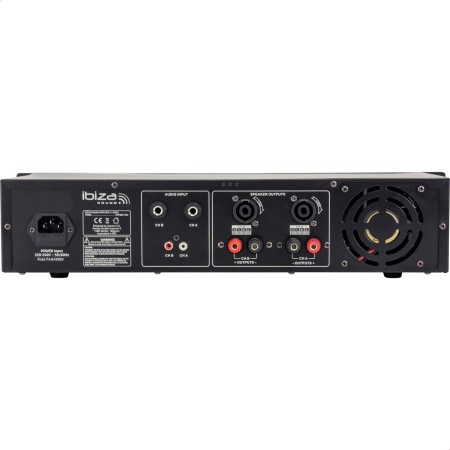 Ibiza - AMP2000-MKII - Amplificador PA profesional 2x1500W con entradas XLR/Jack y salidas Speakon/Born - 19" Rackable - Negro