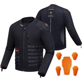 IRON JIA'S Chaqueta Moto Hombre con Hombreras, Coderas, Espaldares CE, Transpirable y a la Moda, Equipo de Protección para Moto