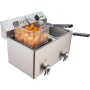 METRO Professional Freidora eléctrica GDF3008, acero inoxidable, 8 litros, termostato ajustable, indicadores luminosos, asas