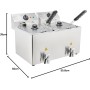METRO Professional Freidora eléctrica GDF3008, acero inoxidable, 8 litros, termostato ajustable, indicadores luminosos, asas