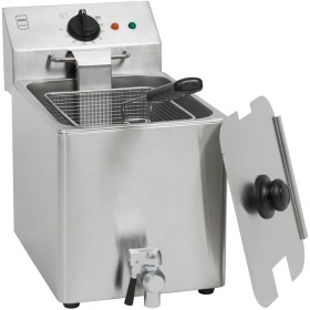 METRO Professional Freidora eléctrica GDF3008, acero inoxidable, 8 litros, termostato ajustable, indicadores luminosos, asas