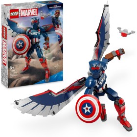 LEGO Marvel Figura para Construir: Nuevo Capitán América de Acción, Juguete de Superhéroes, Regalo de Vengadores para Niños y