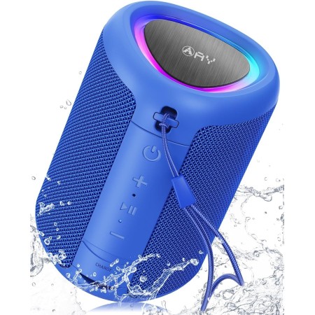 AY Altavoz Bluetooth Portátil con Luces, Impermeable IPX5, Parlante Estéreo, Entrada AUX&TF-Card, Autonomía de 24H, Altavoz