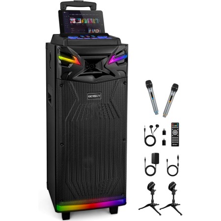 6,5 Pulgadas Altavoz DSP Karaoke Profesional con 2 micrófonos inalámbricos para TV, Máquina Bluetooth portátil con