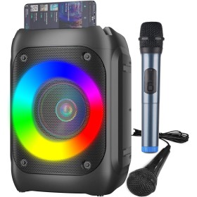 Ankuka Karaoke 2 Microfonos Karaoke Profesional Altavoz Bluetooth Portátil con 1 Micrófono Inalambrico & 1 Micrófono con Cable