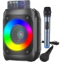 Ankuka Karaoke 2 Microfonos Karaoke Profesional Altavoz Bluetooth Portátil con 1 Micrófono Inalambrico & 1 Micrófono con Cable
