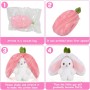 OSDUE Conejito de Peluche, Juguete de Peluche de Conejito Reversible, Conejito de Fresa de Zanahoria, Almohada de Fresa de