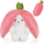 OSDUE Conejito de Peluche, Juguete de Peluche de Conejito Reversible, Conejito de Fresa de Zanahoria, Almohada de Fresa de
