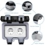 Frasheng Enchufe de Pared Impermeable IP66, de ABS, Toma de Corriente para Exteriores, con Conector de Cable y Tapa Abatible,