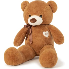 YunNasi Oso Peluche Gigante Osito de Peluche Grande Teddy Bear de Felpa con Corazón e Cinta 80cm/31.5 Inches Marrón