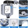 Enchufe Estanco IP66, 3680W Enchufe Exterior Impermeable con Interruptor, 16A Pared Toma de Corriente de Cable y Tapa Abatible,
