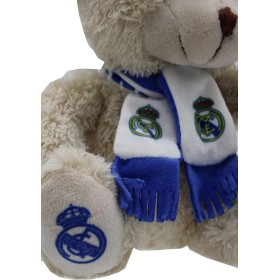 Real Madrid, Peluche Osito con Bufanda, Producto Oficial Real Madrid, Dimensión 20 cm, Color Marrón (CyP Brands)