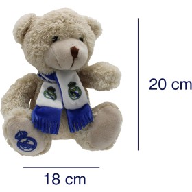 Real Madrid, Peluche Osito con Bufanda, Producto Oficial Real Madrid, Dimensión 20 cm, Color Marrón (CyP Brands)
