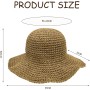 DHSBGWSX Sombrero de Sol para Mujer - Paja de Verano Plegable de Ala Ancha para Playa