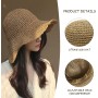 DHSBGWSX Sombrero de Sol para Mujer - Paja de Verano Plegable de Ala Ancha para Playa