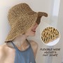DHSBGWSX Sombrero de Sol para Mujer - Paja de Verano Plegable de Ala Ancha para Playa
