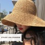 DHSBGWSX Sombrero de Sol para Mujer - Paja de Verano Plegable de Ala Ancha para Playa