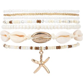 Mikovivi 7 piezas Pulseras de Verano para Mujeres, Pulseras de Surf Heishi Estrellas de Mar Conchas Boho Cuentas Pulseras de la