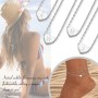 Aucuu Tobilleras para Mujer, Pulsera Tobillera de Dos Capas con Dije Corazón y Letras Iniciales, 22cm+5cm Tobillera Ajustable de