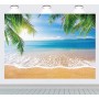 INRUI Fondo de fotografía de Playa Tropical Verano Palmeras Fondo Azul Mar Cielo Sol Luau Telón de Fondo temático (2,1x1,5 m)