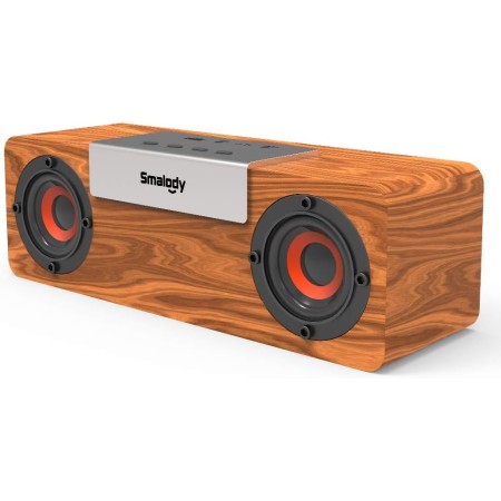 Altavoces Bluetooth, Smalody Altavoz para PC, clásico, portátil, de madera, inalámbrico, estéreo, caja de sonido de graves con