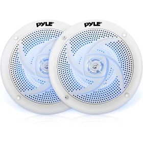 Pyle Altavoces Marinos de 5.25”, Estereo, Exterior, Resistentes al Agua e Intemperie, Luces LED, 180V, Un par