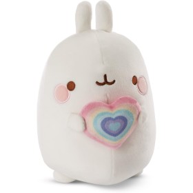 Tierno Juguete Molang con un Corazón de Arcoíris 12 cm I Adorable Estrella de Redes Sociales y TV para Abrazar, Jugar y Amar –