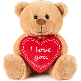 BRUBAKER Oso/Osito de Peluche con 'I Love You' de corazón - 25 cm - Marrón