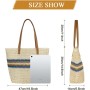 Aucuu Bolsa de hombro de paja para mujer, bolsa de playa, bolso grande con cremallera, bolso de mano bohemio de verano para