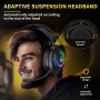 Tatybo Cascos Gaming para Ps4/Ps5/PC/Switch, Auriculares Gaming con Doble Diadema Adaptable, 3D Estéreo Sonido, Cascos con Cable