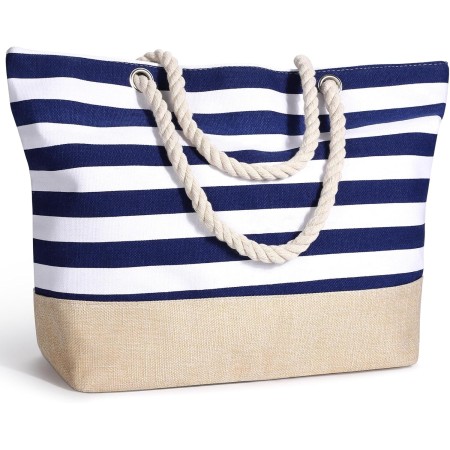 sprecenk Bolsa de Playa Grande para Mujer, Impermeable Totalizador de Lona de Verano con Cremallera Bolso Tote Beach Bag Bolso